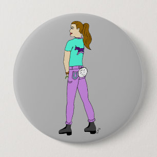 Badge Rond 10 Cm fille avec une queue de lapin