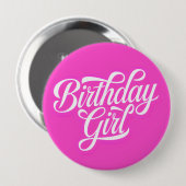 Badge Rond 10 Cm Fille d'anniversaire rose (Devant & derrière)