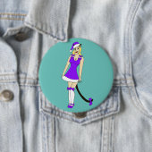 Badge Rond 10 Cm Fille de Noël pourpre (En situation)