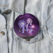 Badge Rond 10 Cm Fireworks Sweet 16 Purple ID984 (En situation)