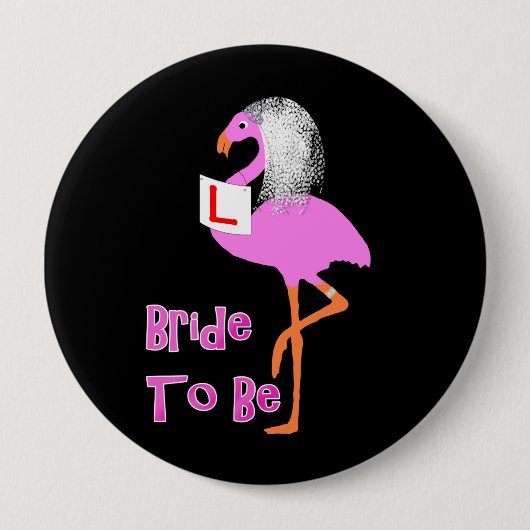 Badge Rond 10 Cm Flamant rose Rose Cute Bachelorette Hen Party Thèm (Devant)