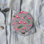 Badge Rond 10 Cm Flamants roses Love Motif 6 (En situation)