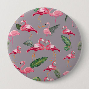 Badge Rond 10 Cm Flamants roses Love Motif 6