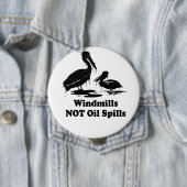 BADGE ROND 10 CM FLAQUES D'HUILE DE MOULINS À VENT PAS (En situation)