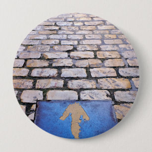 Badge Rond 10 Cm Flèche jaune