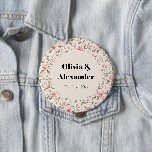 Badge Rond 10 Cm Fleur de cerisier rose pâle, motif floral sans cou