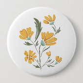 Badge Rond 10 Cm Fleur de Cosmos Jaune Beauté simple (Devant)