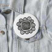 Badge Rond 10 Cm Fleur de Doodle (En situation)