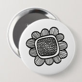 Badge Rond 10 Cm Fleur de Doodle (Devant & derrière)