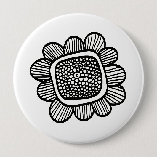Badge Rond 10 Cm Fleur de Doodle (Devant)