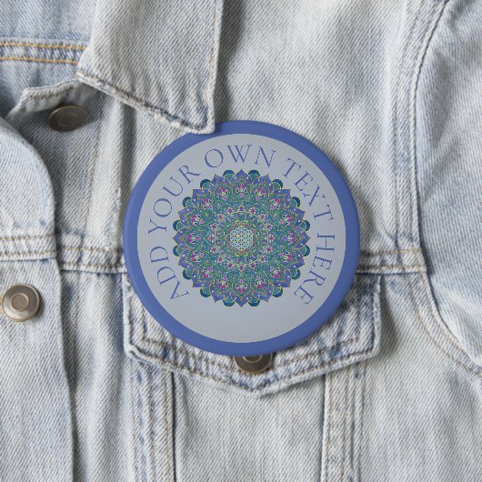 Badge Rond 10 Cm Fleur De Vie - Mandala India Style 1 (En situation)