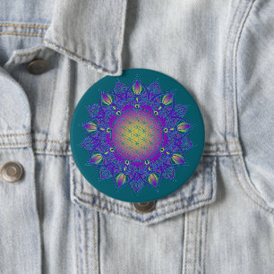 Badge Rond 10 Cm Fleur de Vie - Mandala Indien 3