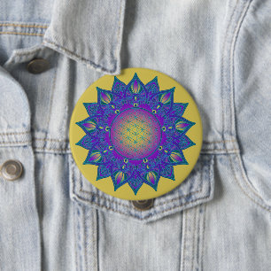 Badge Rond 10 Cm Fleur de Vie - Mandala Indien 3