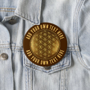 Badge Rond 10 Cm FLEUR DE VIE - Médaillon de Géométrie Sacrée 1