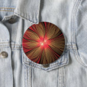 Badge Rond 10 Cm Fleur fractale de fansy rouge (En situation)