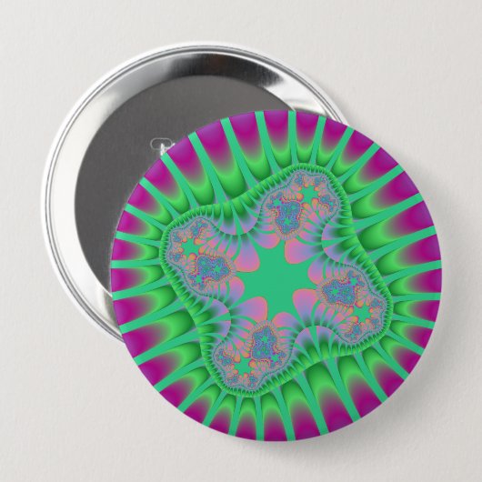Badge Rond 10 Cm Fleur verte de Clover (Devant & derrière)