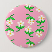 Badge Rond 10 Cm Fleurs blanches roses (Devant)