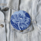 Badge Rond 10 Cm Fleurs Bleues Élégantes Chinoiserie Lotus Mandala (En situation)