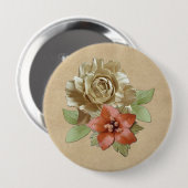 Badge Rond 10 Cm Fleurs de cuir sur le daim (Devant & derrière)