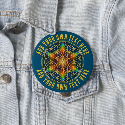 Badge Rond 10 Cm FLEURS DE VIE - Fleur fractale 1 (En situation)