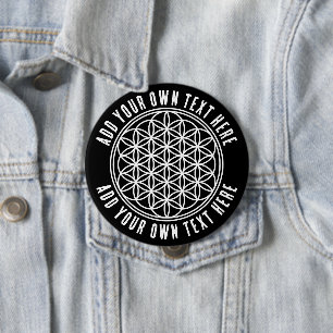 Badge Rond 10 Cm FLEURS DE VIE - Symbole de géométrie sacrée plan 2