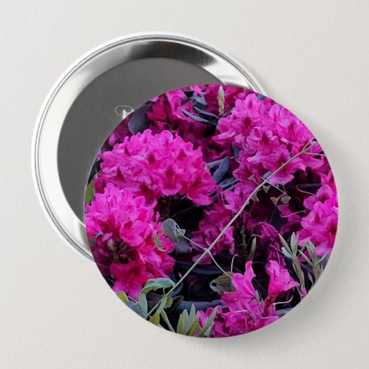 Badge Rond 10 Cm Fleurs roses Rhododendron (Devant & derrière)