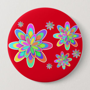 Badge Rond 10 Cm Fleurs super