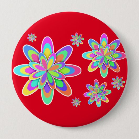Badge Rond 10 Cm Fleurs super (Devant)