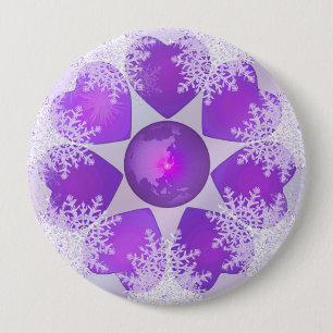 Badge Rond 10 Cm Flocon de neige pourpre