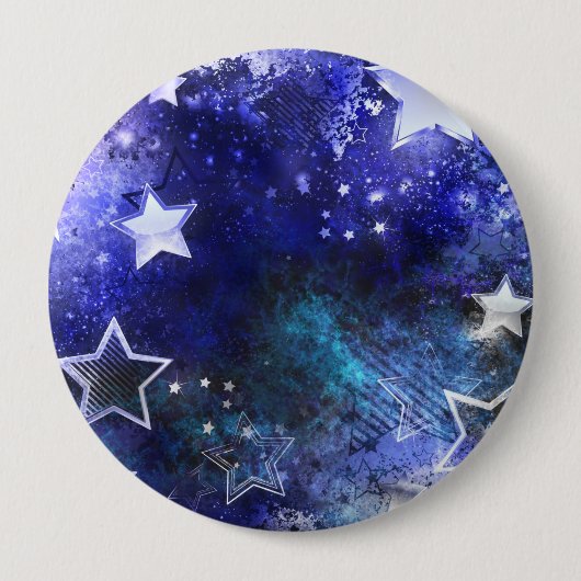 Badge Rond 10 Cm Fond spatial avec étoiles (Devant)