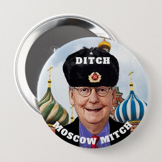 Badge Rond 10 Cm "Fossé drôle Moscou Mitch" McConnell (Devant & derrière)