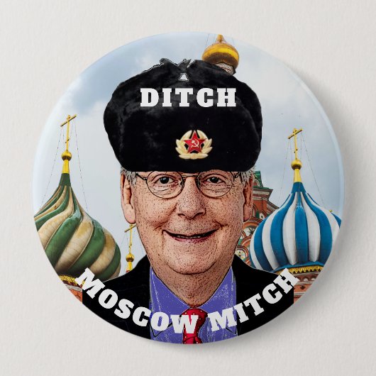 Badge Rond 10 Cm "Fossé drôle Moscou Mitch" McConnell (Devant)