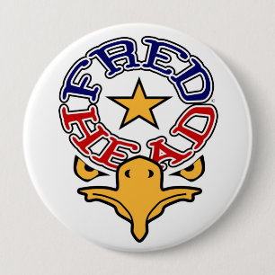 Badge Rond 10 Cm Fred Eagle principal 4" bouton (énorme)