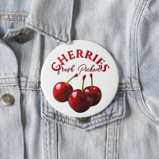 Badge Rond 10 Cm Fun retro fresh picked cherries (En situation)