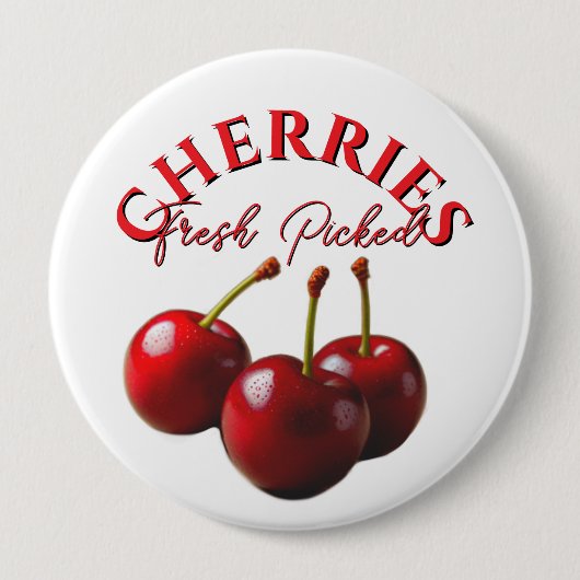 Badge Rond 10 Cm Fun retro fresh picked cherries (Devant)