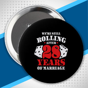 Badge Rond 10 Cm Funny 28th Anniversary Couples Married 28 Years