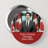 Badge Rond 10 Cm Funny Justin Trudeau Custom Message Canada (Devant & derrière)