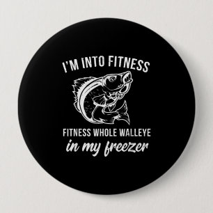 Badge Rond 10 Cm Funny Walleye Fishing Cadeau Walleye Poisson Humou