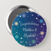 Badge Rond 10 Cm Galaxie du Baby shower spatial (Devant & derrière)