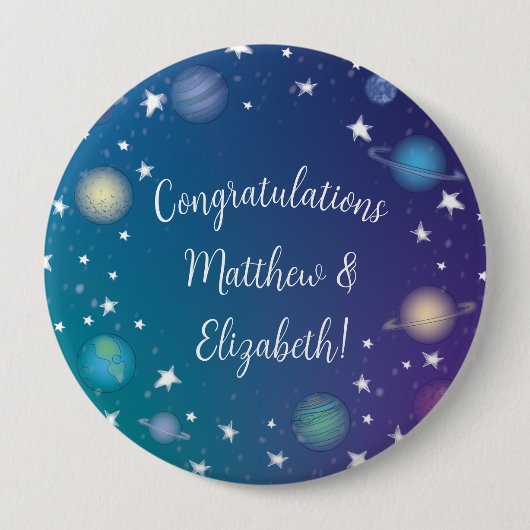 Badge Rond 10 Cm Galaxie du Baby shower spatial (Devant)
