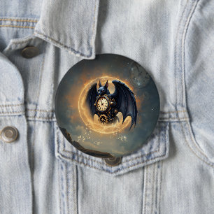 Badge Rond 10 Cm Gardien du Temps au Clair de Lune – Chauve-souris 