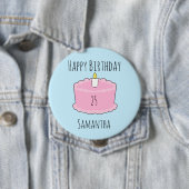 Badge Rond 10 Cm gâteau d'anniversaire rose (En situation)