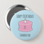 Badge Rond 10 Cm gâteau d'anniversaire rose (Devant & derrière)