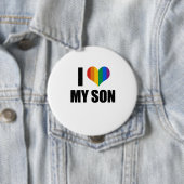 Badge Rond 10 Cm Gay pride Love fils (En situation)