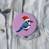 Badge Rond 10 Cm Geai bleu Père Noël (En situation)