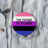 Badge Rond 10 Cm Genderfluide L'avenir est Fluid Button (En situation)