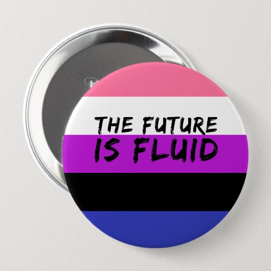 Badge Rond 10 Cm Genderfluide L'avenir est Fluid Button (Devant & derrière)