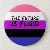 Badge Rond 10 Cm Genderfluide L'avenir est Fluid Button (Devant)