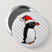 Badge Rond 10 Cm Gentoo Penguin Père Noël (Devant & derrière)
