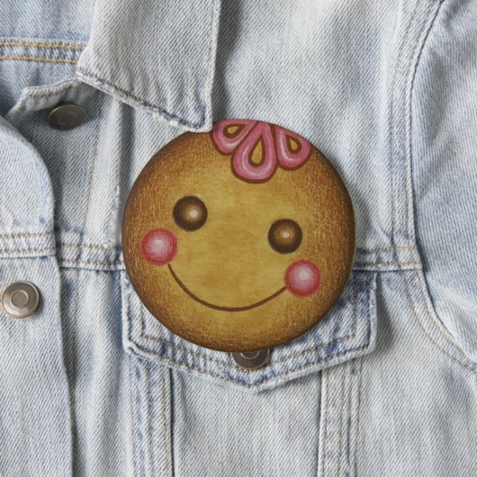 Badge Rond 10 Cm Giant Gingerbread Cookie Button (En situation)